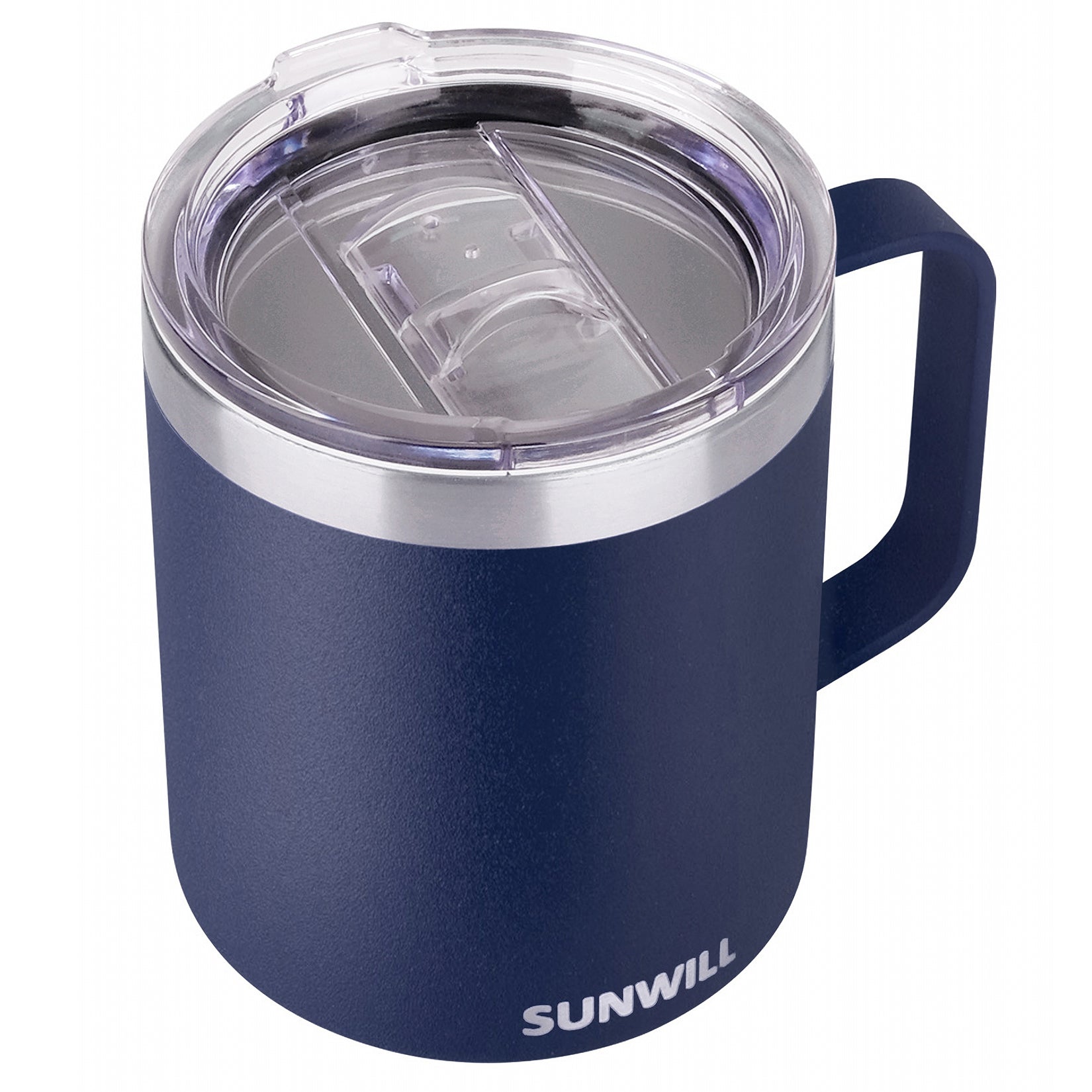 14oz Coffee Mug With Sliding Lid - Powder Coated Navy Blue – SunwillBiz