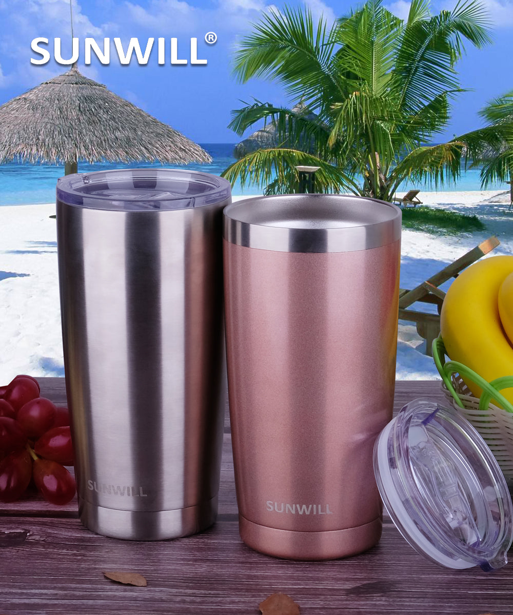 SUNWILL 20oz Tumbler with Lid, Stainless Steel Vacuum Insulated Double Wall  Travel Tumbler, Durable Insulated Coffee Mug, Powder Coated Wine Red,  Thermal Cup with Splash Proof Sliding Lid 