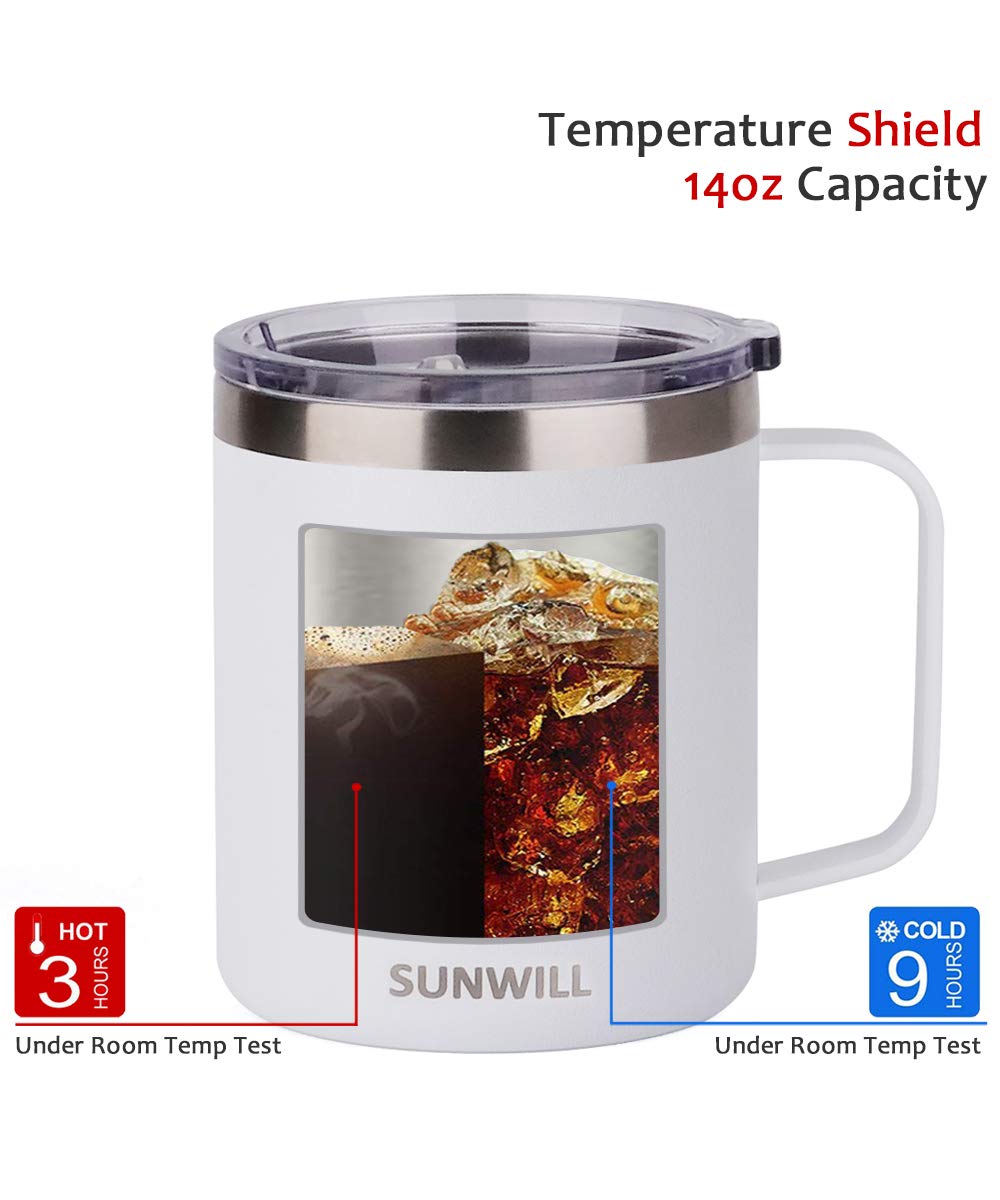 SUNWILL Insulated Coffee Mug Set of 2, 20 oz Tumbler with Lid,  Stainless Steel Vacuum Double Wall Travel Mug (Sakura & Mint), Thermal Cup  with Spill Proof Sliding Lid: Tumblers