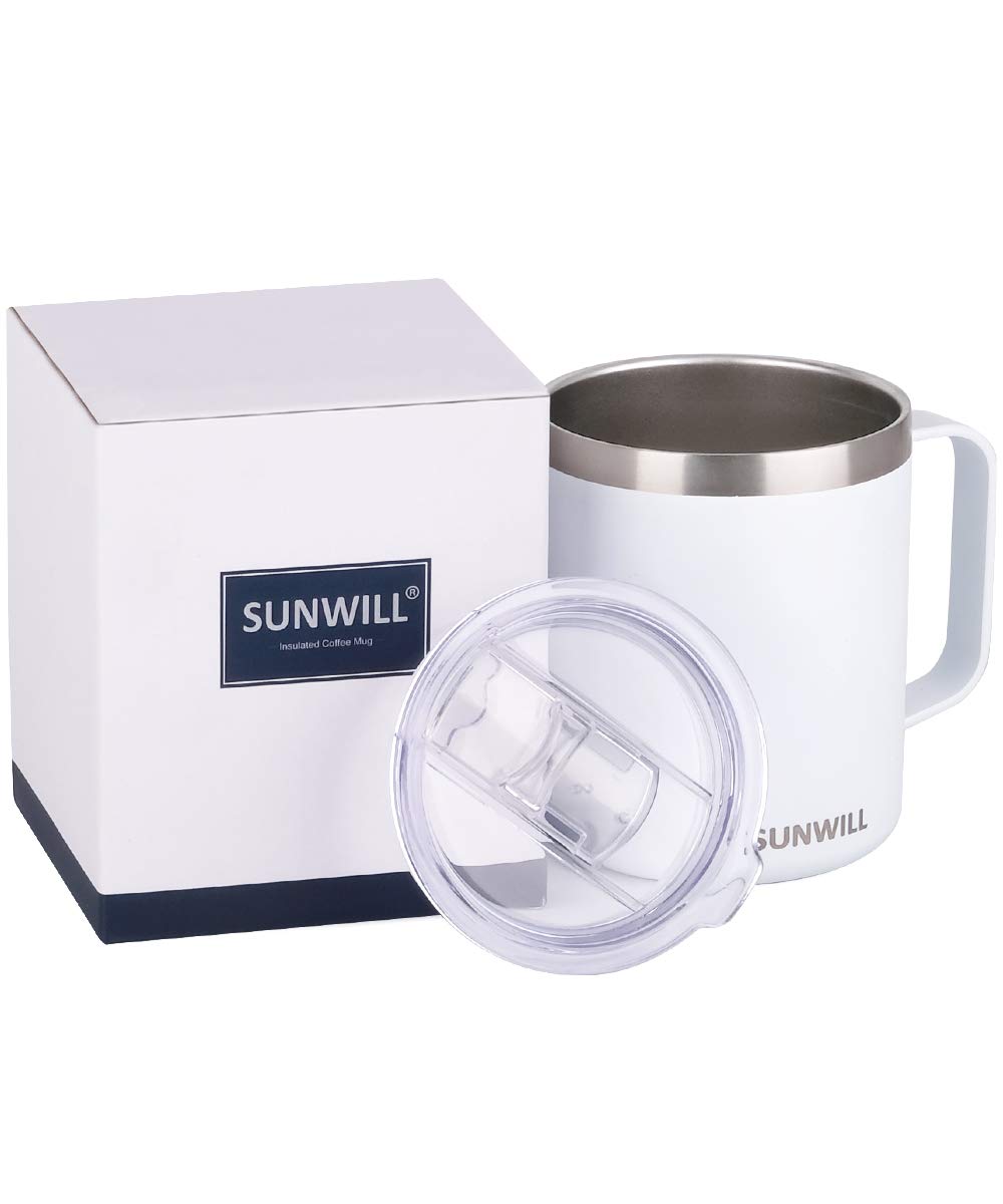 SUNWILL 14 oz Stainless Steel Vacuum Insulated Mug with Lid Handle Thermos  Coffe