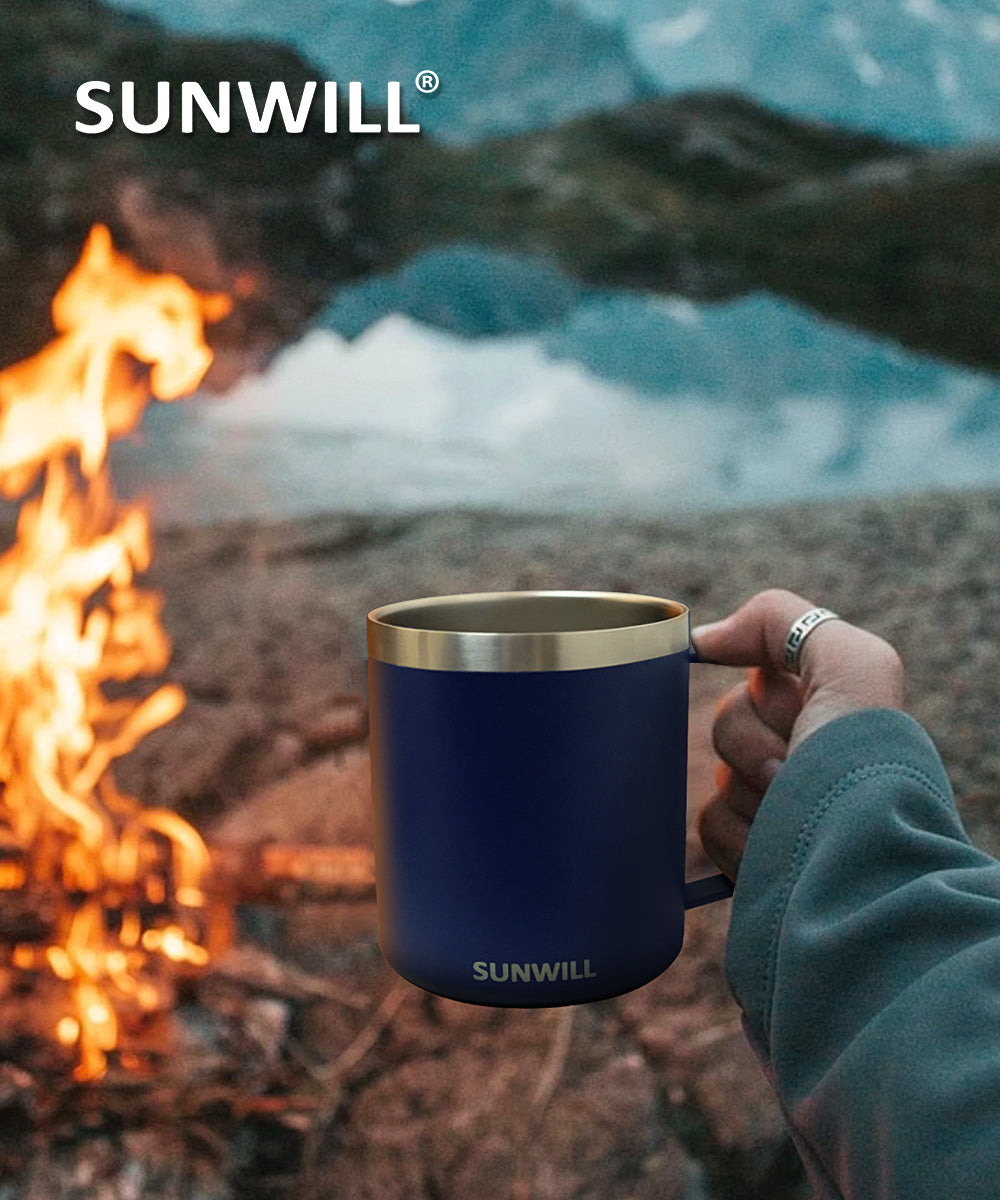 SUNWILL Coffee Mug 14oz Insulated Stainless Steel Coffee Travel Navy Blue  CO200