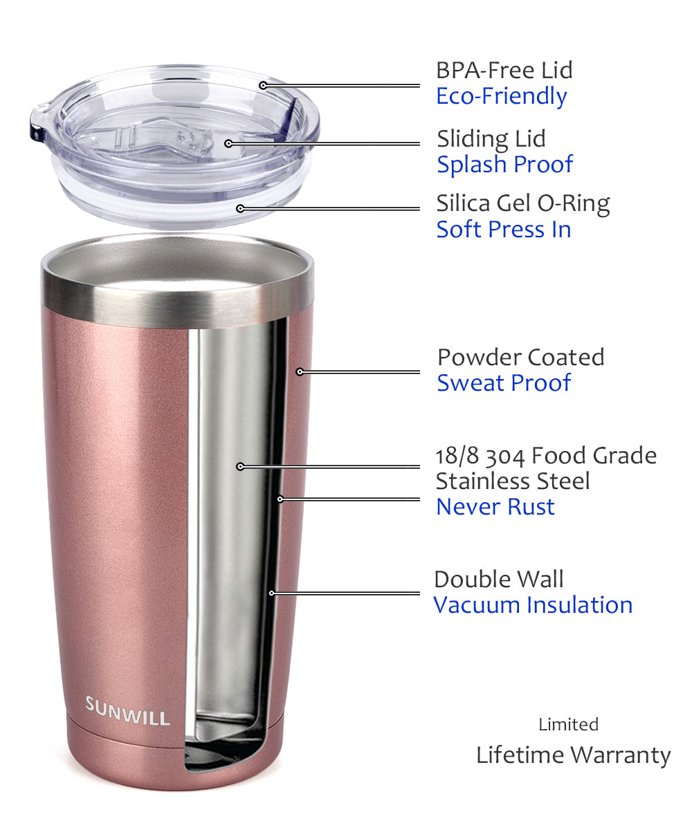 20oz Travel Tumbler With Sliding Lid - Pearlized Rose Gold