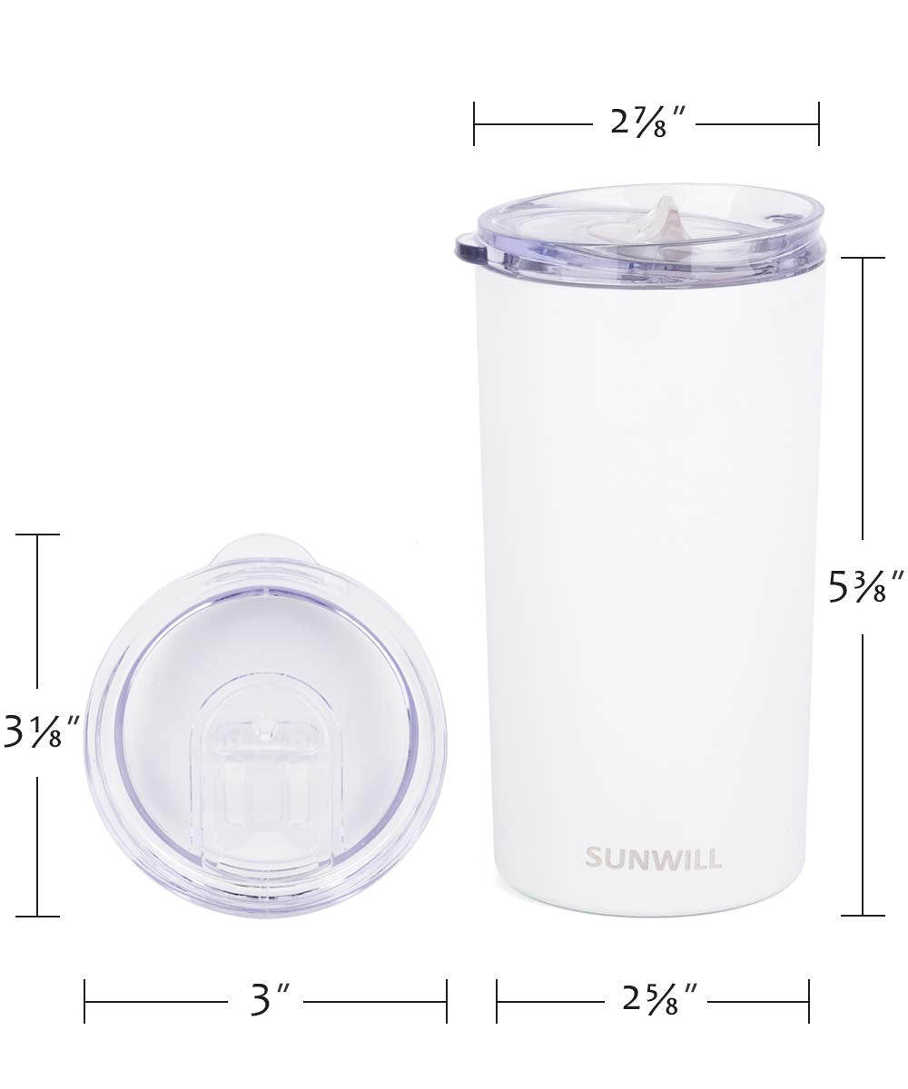 SUNWILL 12oz Tumbler with Lid, Insulated Coffee Travel Mug, Skinny Tumbler  Lowball, Double Wall Stai…See more SUNWILL 12oz Tumbler with Lid, Insulated