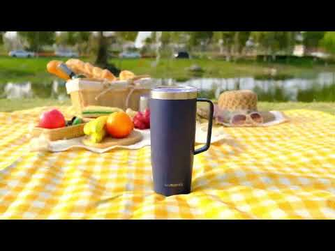 14oz Coffee Mug With Sliding Lid - Powder Coated Orange